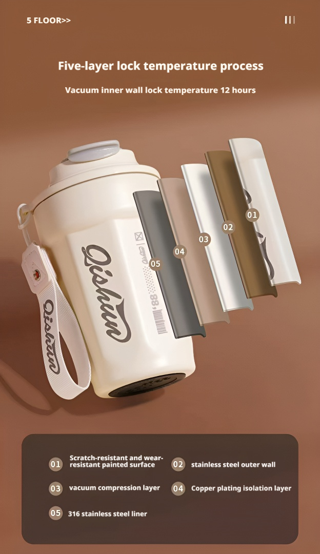 Portable stainless steel thermos