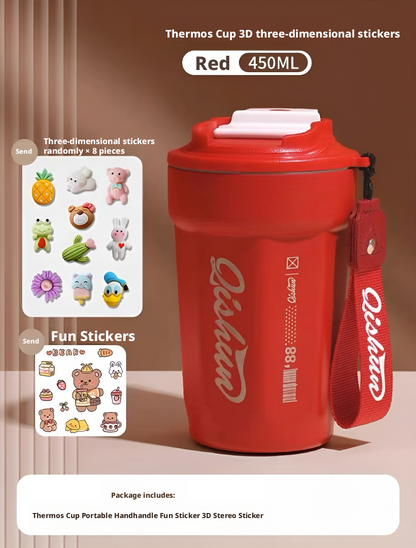 Portable stainless steel thermos